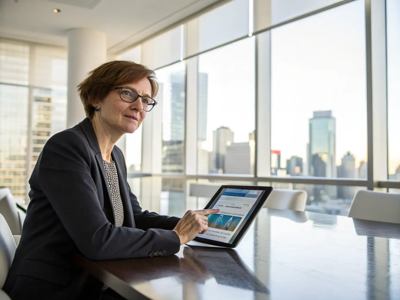 A TRU VANTAGE member is accessing exclusive content on a tablet, such as whitepapers and case studies on AI-driven marketing.